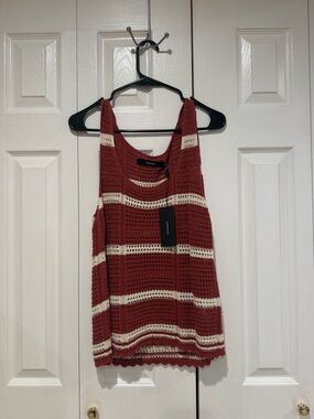Vero Moda Burgundy & Cream Crochet Stripe Tank